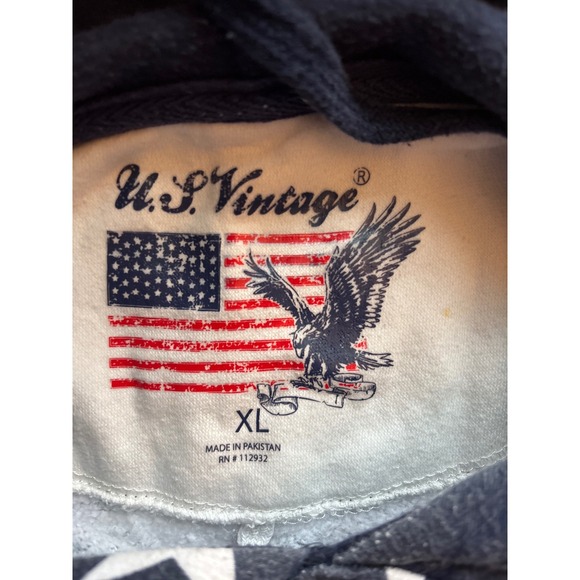 US Vintage American Flag Stars Stripes Hoodie Sweatshirt XL - Picture 3 of 6